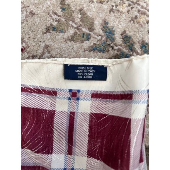 Vintage Polo by Ralph Lauren Blue & Red Plaid 100% Silk Square Scarf Set of 2 - Picture 9 of 11